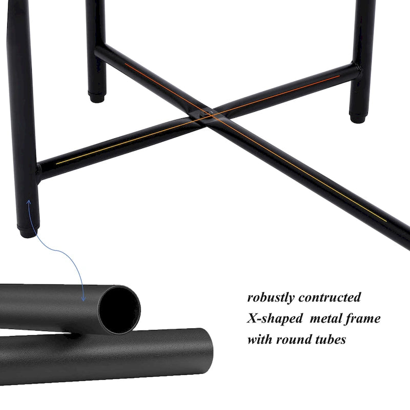 Tavolino Tondo a 2 Livelli, Nero / Marrone Noce, Struttura in Metallo + MDF, per 1