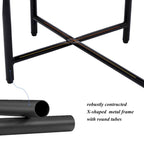 Tavolino Tondo a 2 Livelli, Nero / Marrone Noce, Struttura in Metallo + MDF, per 1