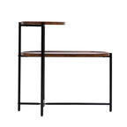 Tavolino Tondo a 2 Livelli, Nero / Marrone Noce, Struttura in Metallo + MDF, per 1