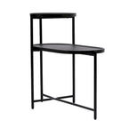 Tavolino Tondo a 2 Livelli, Nero / Marrone Noce, Struttura in Metallo + MDF, per 1