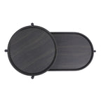 Tavolino Tondo a 2 Livelli, Nero / Marrone Noce, Struttura in Metallo + MDF, per 1