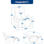 Poltrona reclinabile a dondolo girevole elettrica in similpelle marrone/blu, girevole a 270°, 1 posto