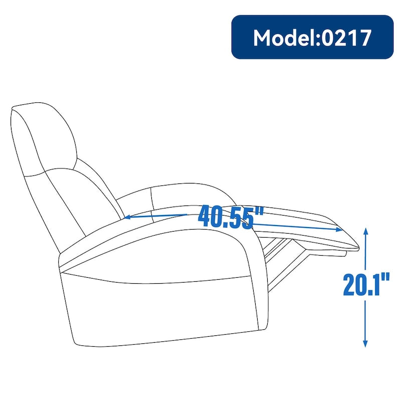 Poltrona reclinabile a dondolo girevole elettrica in similpelle marrone/blu, girevole a 270°, 1 posto