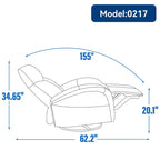 Poltrona reclinabile a dondolo girevole elettrica in similpelle marrone/blu, girevole a 270°, 1 posto