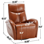 Poltrona reclinabile a dondolo girevole elettrica in similpelle marrone/blu, girevole a 270°, 1 posto