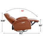 Poltrona reclinabile a dondolo girevole elettrica in similpelle marrone/blu, girevole a 270°, 1 posto