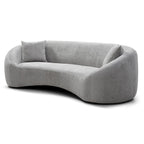 Divano Curvo in Velluto Bianco / Grigio Chiaro, 3 Posti