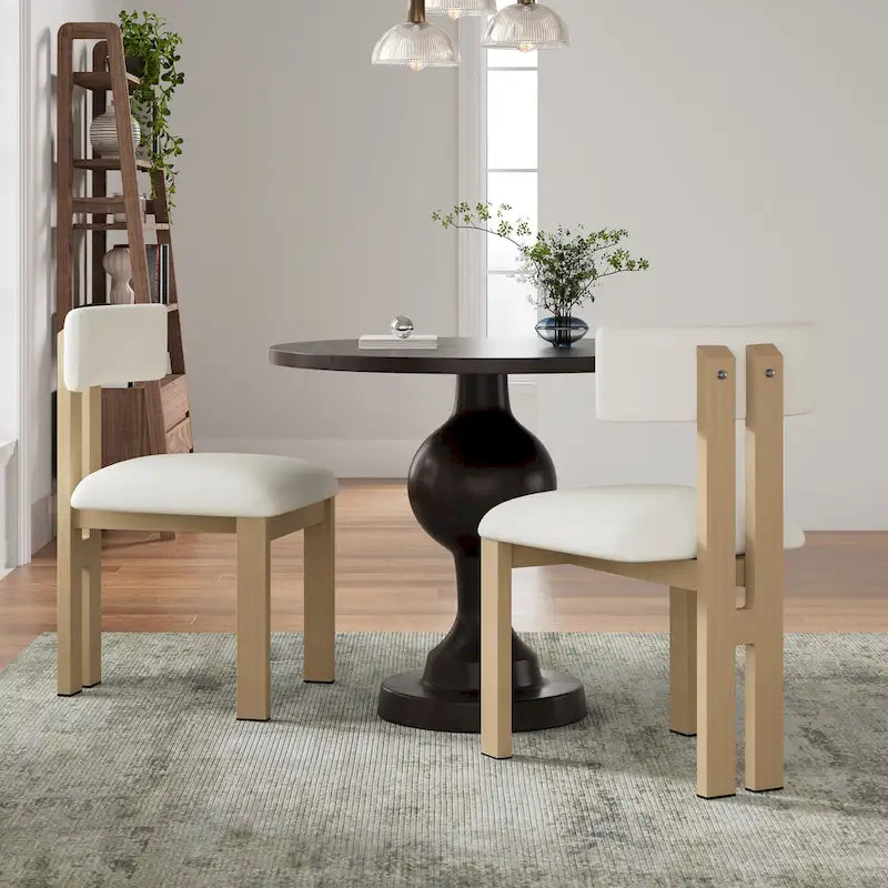 Sedia da pranzo imbottita bianca / beige / bianco+nero, struttura in ferro, set da 2
