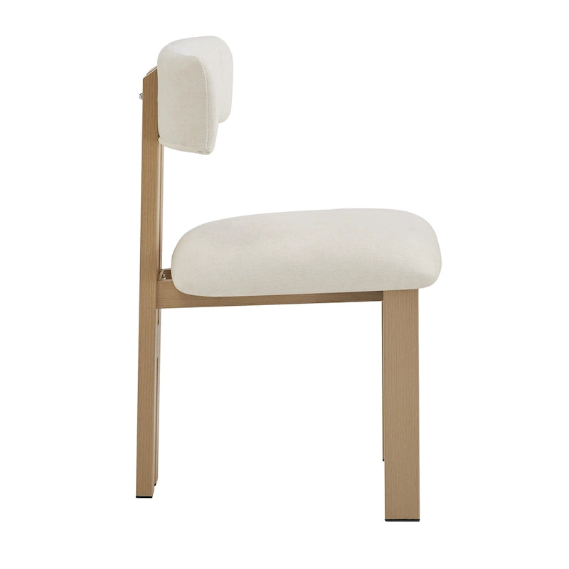 Sedia da pranzo imbottita bianca / beige / bianco+nero, struttura in ferro, set da 2