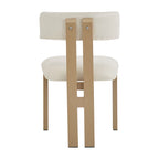 Sedia da pranzo imbottita bianca / beige / bianco+nero, struttura in ferro, set da 2