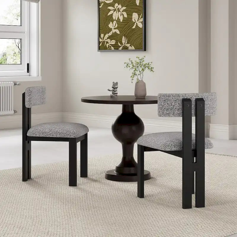 Sedia da pranzo imbottita bianca / beige / bianco+nero, struttura in ferro, set da 2