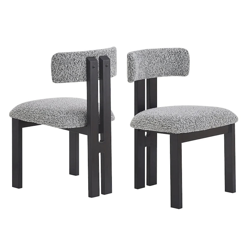 Sedia da pranzo imbottita bianca / beige / bianco+nero, struttura in ferro, set da 2