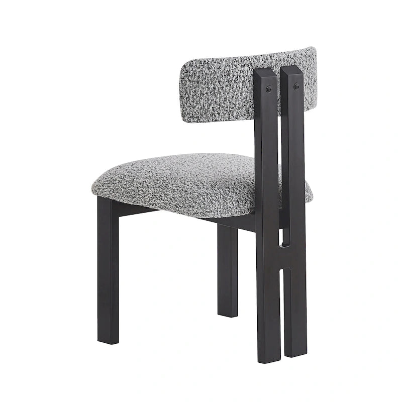Sedia da pranzo imbottita bianca / beige / bianco+nero, struttura in ferro, set da 2