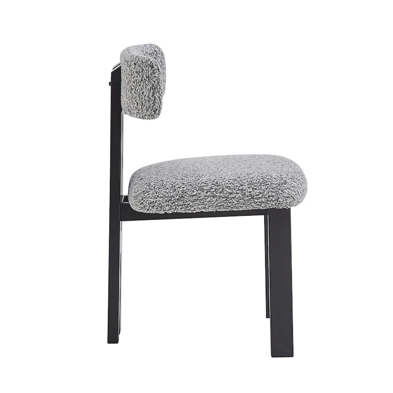 Sedia da pranzo imbottita bianca / beige / bianco+nero, struttura in ferro, set da 2