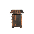 Scrivania in legno massello con bordo rustico, 3 cassetti, 54" marrone