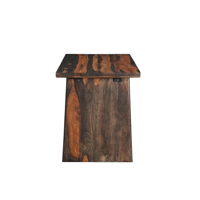 Scrivania in legno massello con bordo rustico, 3 cassetti, 54" marrone