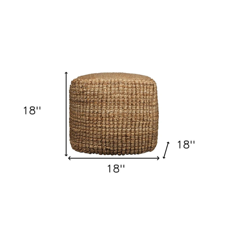 Pouf cubo naturale, iuta, 1 posto