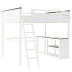 Letto a soppalco White Queen con scrivania e ripiani portaoggetti, 1 persona