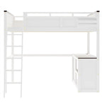 Letto a soppalco White Queen con scrivania e ripiani portaoggetti, 1 persona