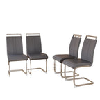 Sedie da Pranzo con Schienale Alto in Pelle Sintetica, Bianco / Nero / Grigio, con gambe a C, set da 4