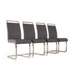 Sedie da Pranzo con Schienale Alto in Pelle Sintetica, Bianco / Nero / Grigio, con gambe a C, set da 4