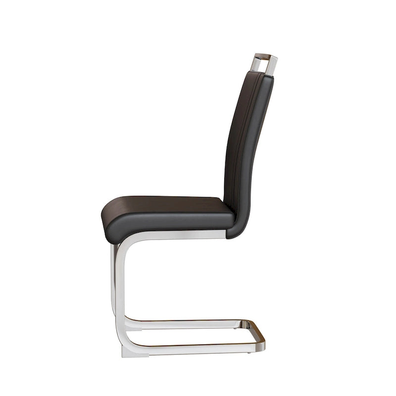 Sedie da Pranzo con Schienale Alto in Pelle Sintetica, Bianco / Nero / Grigio, con gambe a C, set da 4