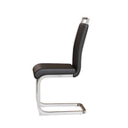 Sedie da Pranzo con Schienale Alto in Pelle Sintetica, Bianco / Nero / Grigio, con gambe a C, set da 4