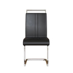 Sedie da Pranzo con Schienale Alto in Pelle Sintetica, Bianco / Nero / Grigio, con gambe a C, set da 4