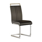 Sedie da Pranzo con Schienale Alto in Pelle Sintetica, Bianco / Nero / Grigio, con gambe a C, set da 4