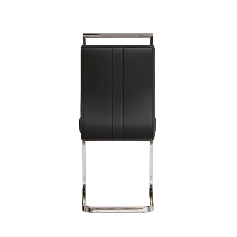 Sedie da Pranzo con Schienale Alto in Pelle Sintetica, Bianco / Nero / Grigio, con gambe a C, set da 4
