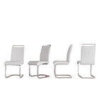 Sedie da Pranzo con Schienale Alto in Pelle Sintetica, Bianco / Nero / Grigio, con gambe a C, set da 4