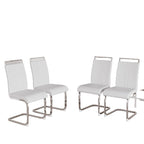 Sedie da Pranzo con Schienale Alto in Pelle Sintetica, Bianco / Nero / Grigio, con gambe a C, set da 4
