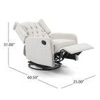 Poltrona reclinabile manuale in similpelle marrone con girevole a 360°, 1 posto