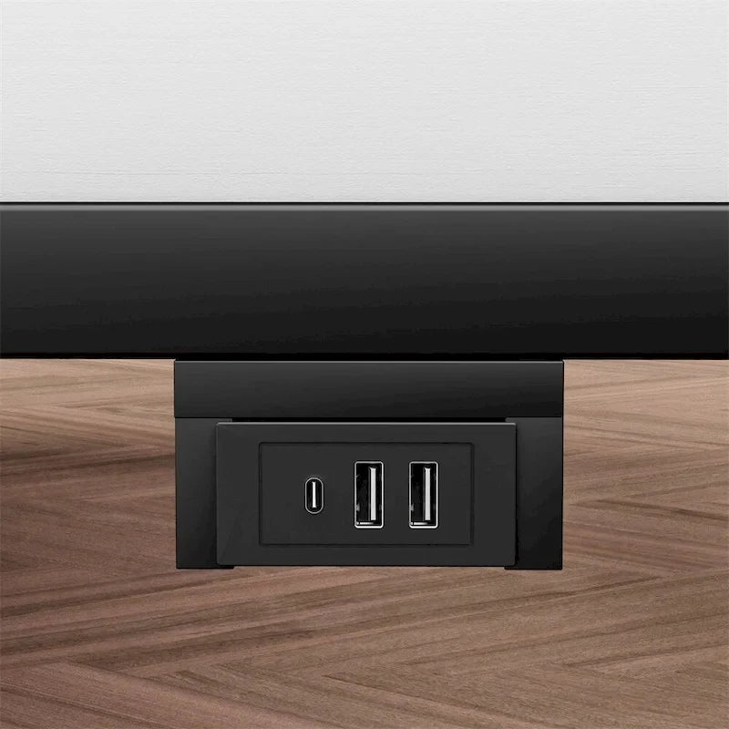 Letto matrimoniale nero flottante con luci LED e ricarica USB, per 2 persone