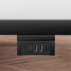 Letto matrimoniale nero flottante con luci LED e ricarica USB, per 2 persone