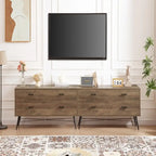 Mobile TV Marrone Chiaro con 4 Cassetti, Gambe in Metallo, 1 Pezzo