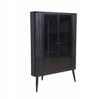 Credenza angolare a 3 ripiani Antique Black, struttura in metallo e ante in vetro, singola