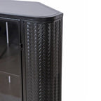 Credenza angolare a 3 ripiani Antique Black, struttura in metallo e ante in vetro, singola