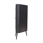 Credenza angolare a 3 ripiani Antique Black, struttura in metallo e ante in vetro, singola