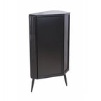 Credenza angolare a 3 ripiani Antique Black, struttura in metallo e ante in vetro, singola