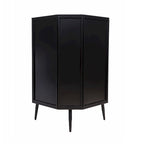 Credenza angolare a 3 ripiani Antique Black, struttura in metallo e ante in vetro, singola
