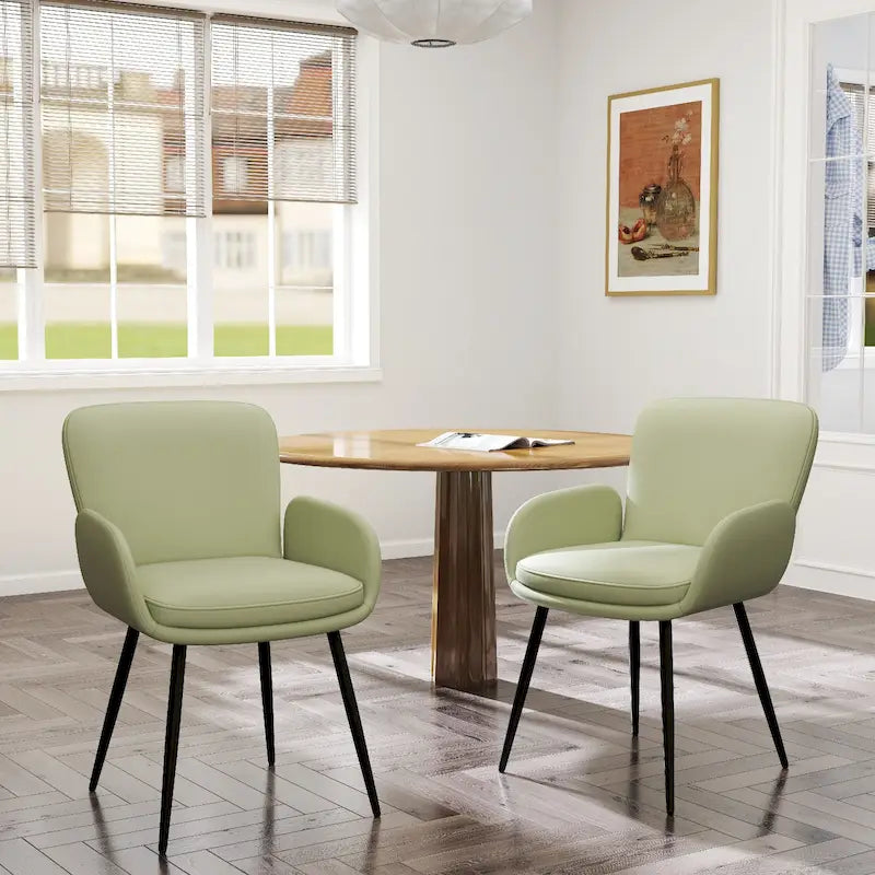 Sedie imbottite da pranzo, set da 2 – similpelle, gambe in metallo opaco