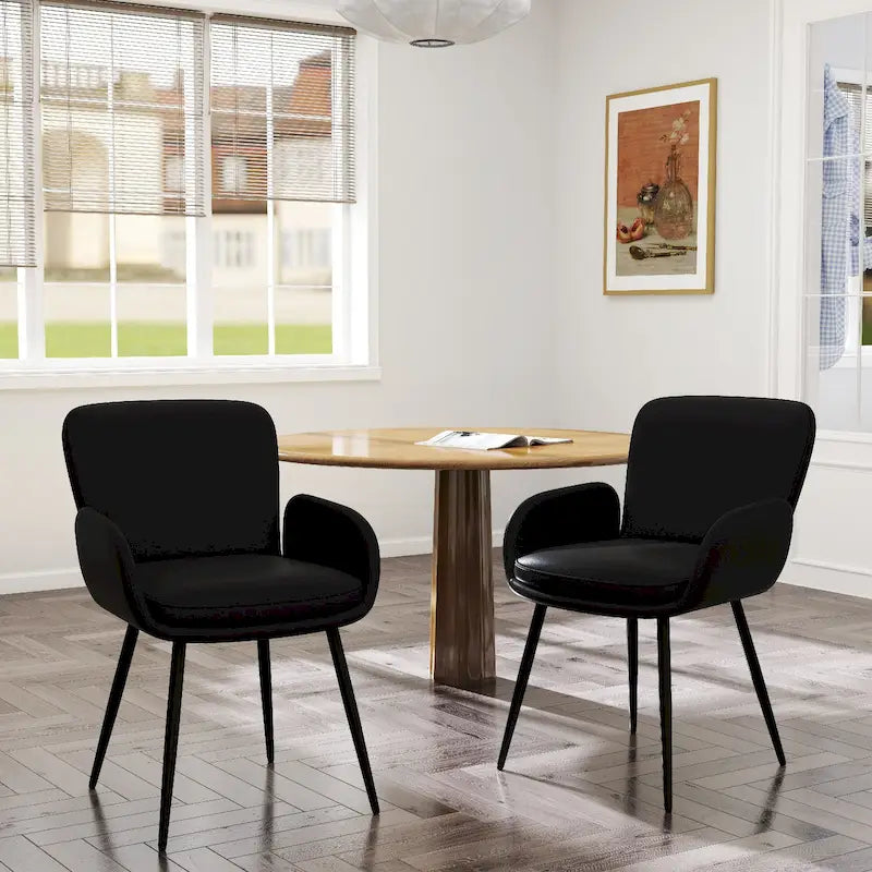 Sedie imbottite da pranzo, set da 2 – similpelle, gambe in metallo opaco