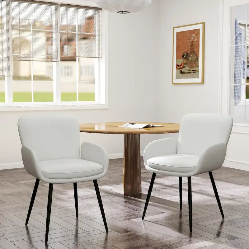 Sedie imbottite da pranzo, set da 2 – similpelle, gambe in metallo opaco