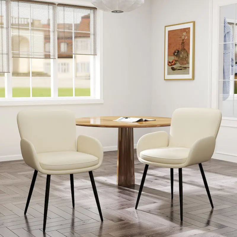 Sedie imbottite da pranzo, set da 2 – similpelle, gambe in metallo opaco