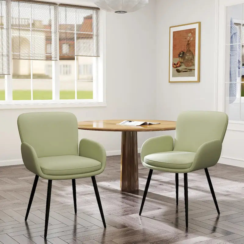 Sedie imbottite da pranzo, set da 2 – similpelle, gambe in metallo opaco
