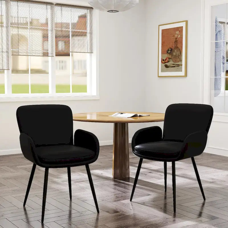 Sedie imbottite da pranzo, set da 2 – similpelle, gambe in metallo opaco