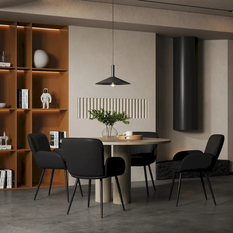 Sedie imbottite da pranzo, set da 2 – similpelle, gambe in metallo opaco