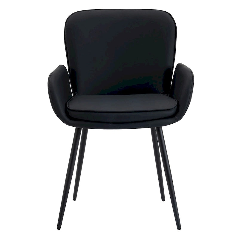 Sedie imbottite da pranzo, set da 2 – similpelle, gambe in metallo opaco