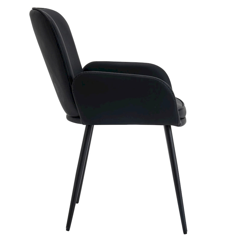 Sedie imbottite da pranzo, set da 2 – similpelle, gambe in metallo opaco